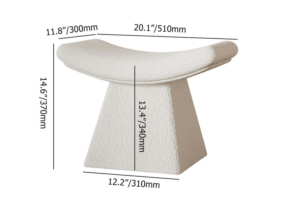 Modern Boucle Footstool with Abstract Design, 20.1" Wide Dimensions