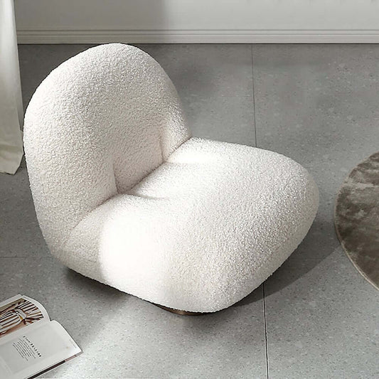 Modern Boucle Lounge Chair With Cushion Back, Off-White Main Product Image