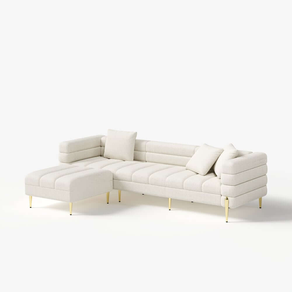 Modern Boucle Modular Sofa Set With Gold Metal Legs