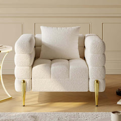 Modern Boucle Modular Sofa Set With Gold Metal Legs