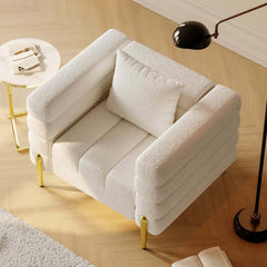 Modern Boucle Modular Sofa Set With Gold Metal Legs