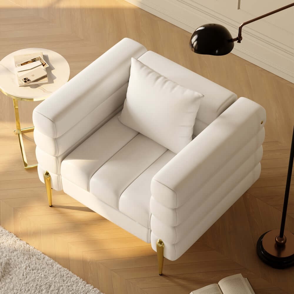 Modern Boucle Modular Sofa Set With Gold Metal Legs