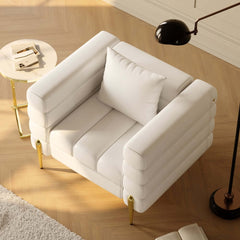 Modern Boucle Modular Sofa Set With Gold Metal Legs