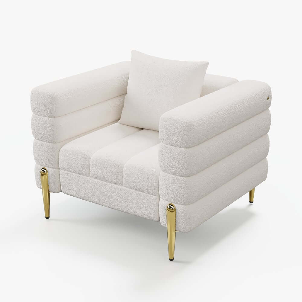 Modern Boucle Modular Sofa Set With Gold Metal Legs