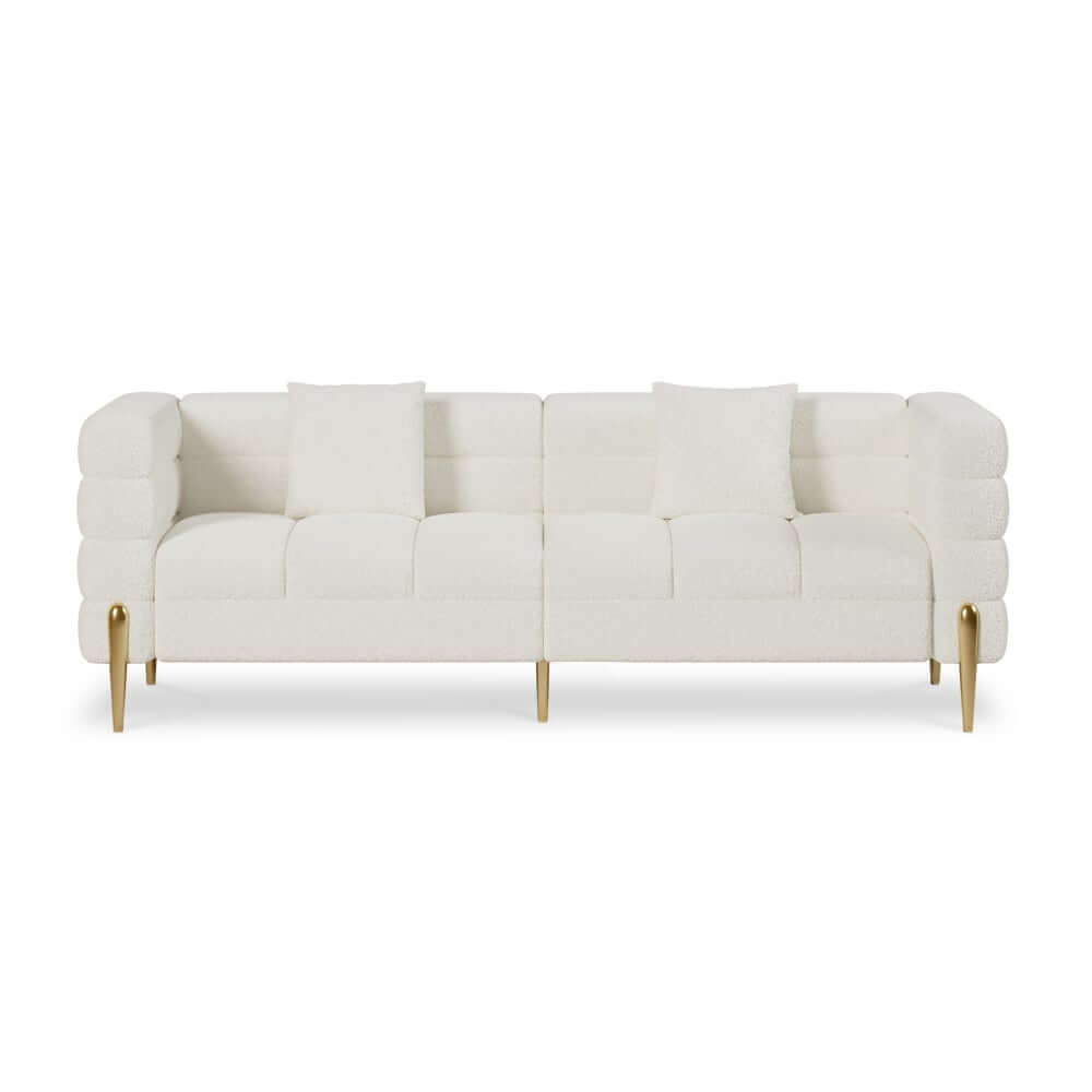 Modern Boucle Modular Sofa Set With Gold Metal Legs