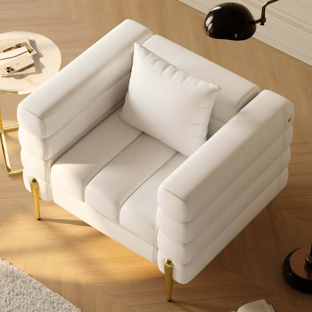 Modern Boucle Modular Sofa Set With Gold Metal Legs