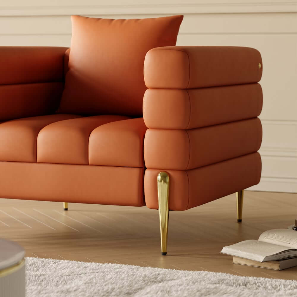 Modern Boucle Modular Sofa Set With Gold Metal Legs