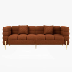 Modern Boucle Modular Sofa Set With Gold Metal Legs