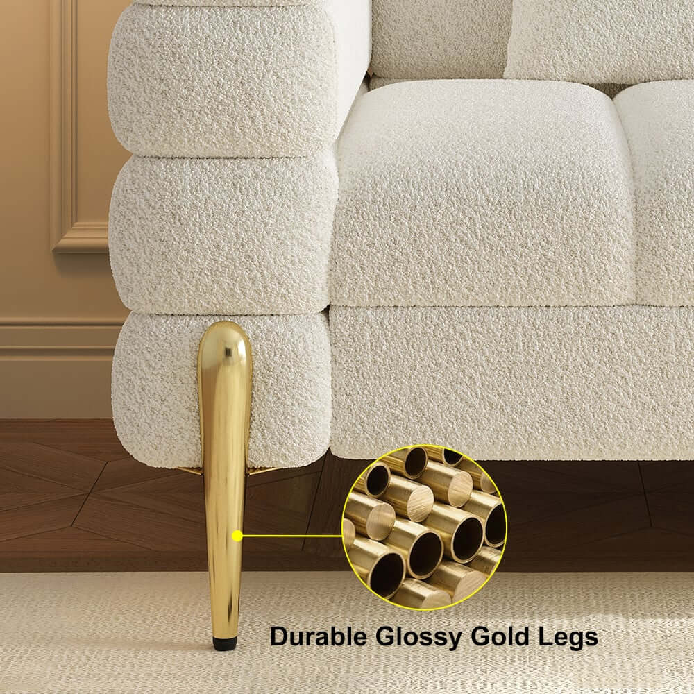 Modern Boucle Modular Sofa Set With Gold Metal Legs