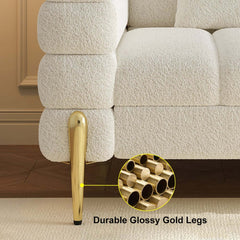 Modern Boucle Modular Sofa Set With Gold Metal Legs