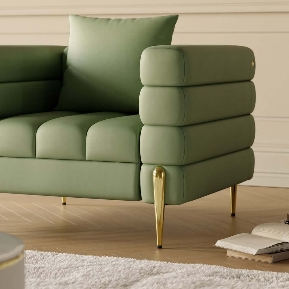 Modern Boucle Modular Sofa Set With Gold Metal Legs