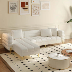 Modern Boucle Modular Sofa Set With Gold Metal Legs