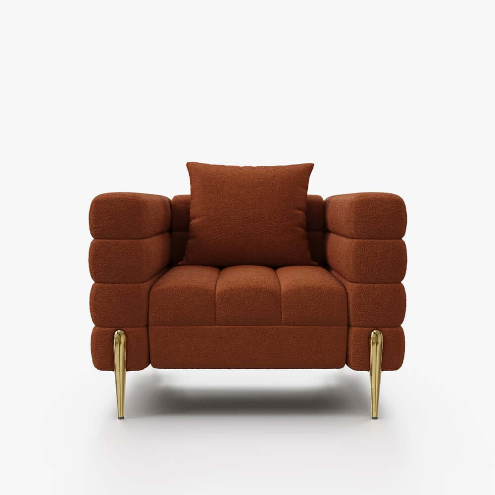 Modern Boucle Modular Sofa Set With Gold Metal Legs