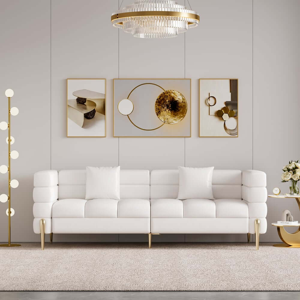 Modern Boucle Modular Sofa Set With Gold Metal Legs