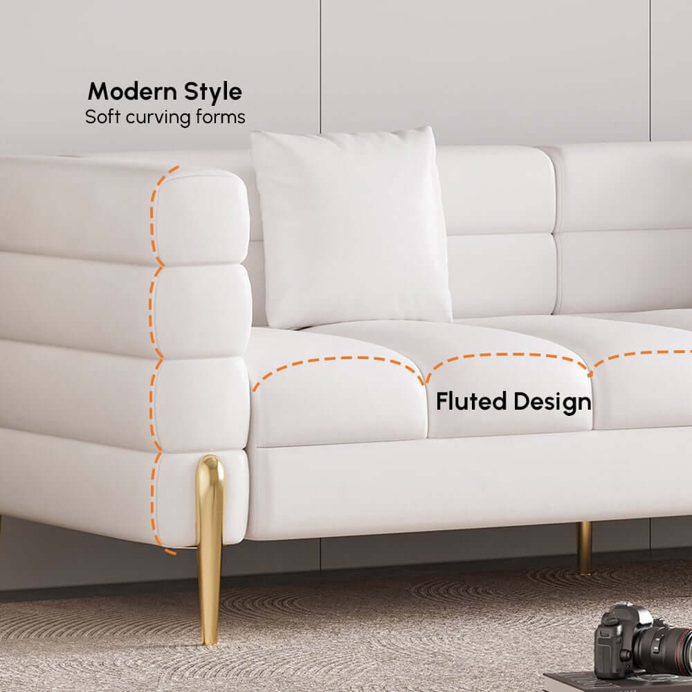 Modern Boucle Modular Sofa Set With Gold Metal Legs