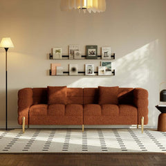 Modern Boucle Modular Sofa Set With Gold Metal Legs