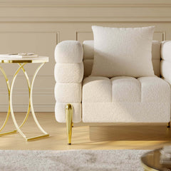 Modern Boucle Modular Sofa Set With Gold Metal Legs