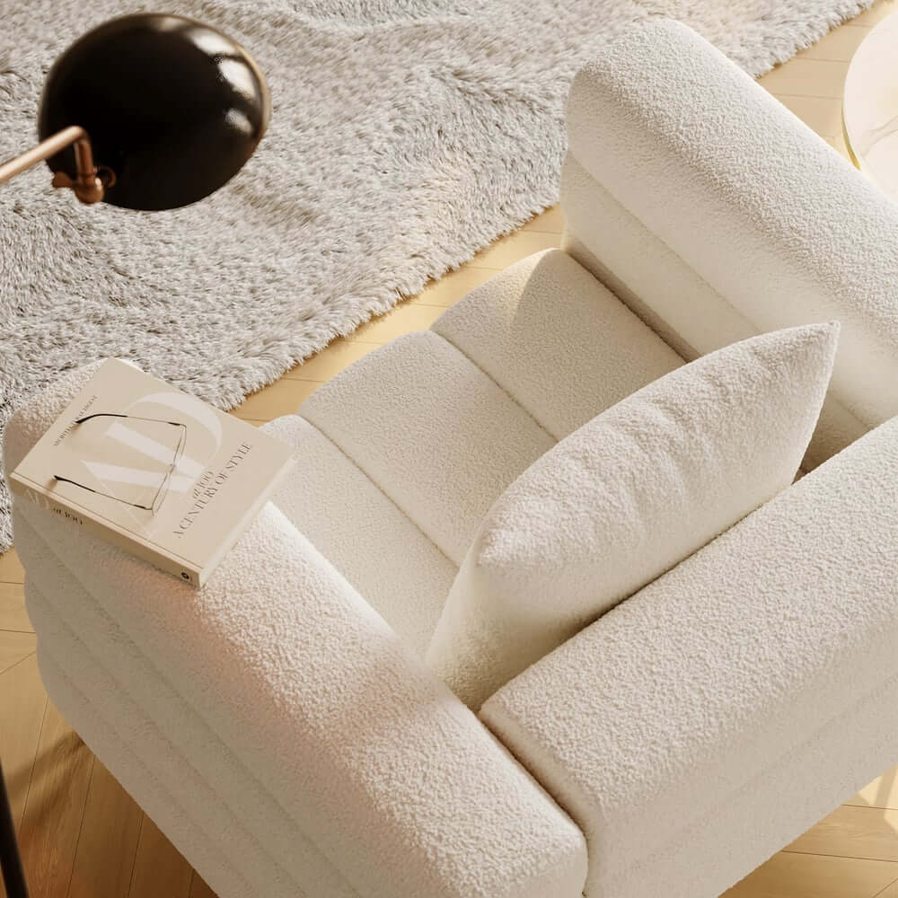 Modern Boucle Modular Sofa Set With Gold Metal Legs