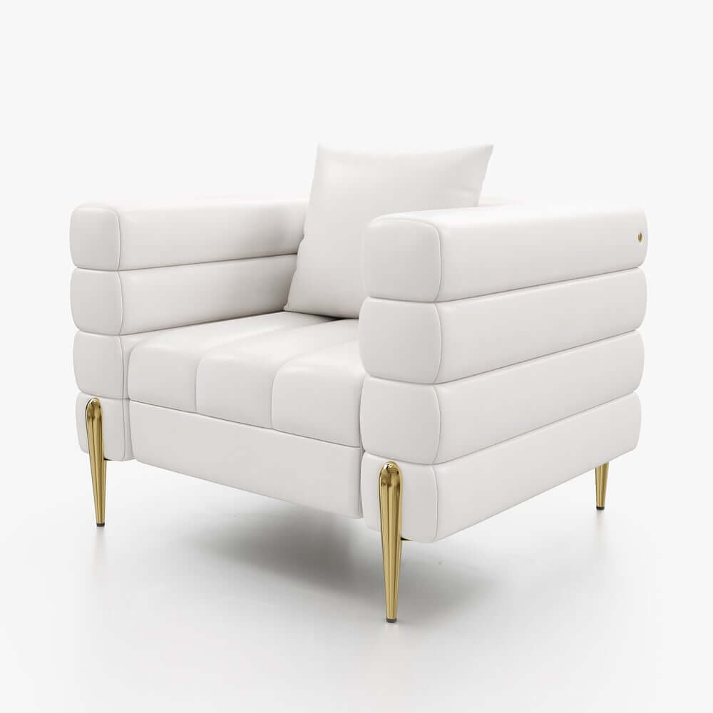 Modern Boucle Modular Sofa Set With Gold Metal Legs