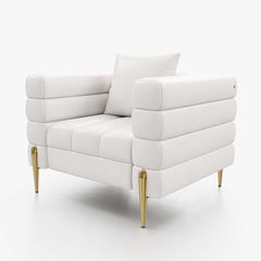 Modern Boucle Modular Sofa Set With Gold Metal Legs