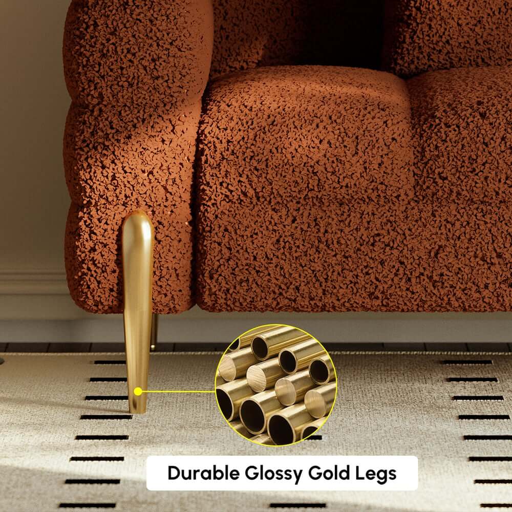 Modern Boucle Modular Sofa Set With Gold Metal Legs