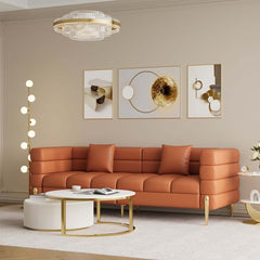 Modern Boucle Modular Sofa Set With Gold Metal Legs