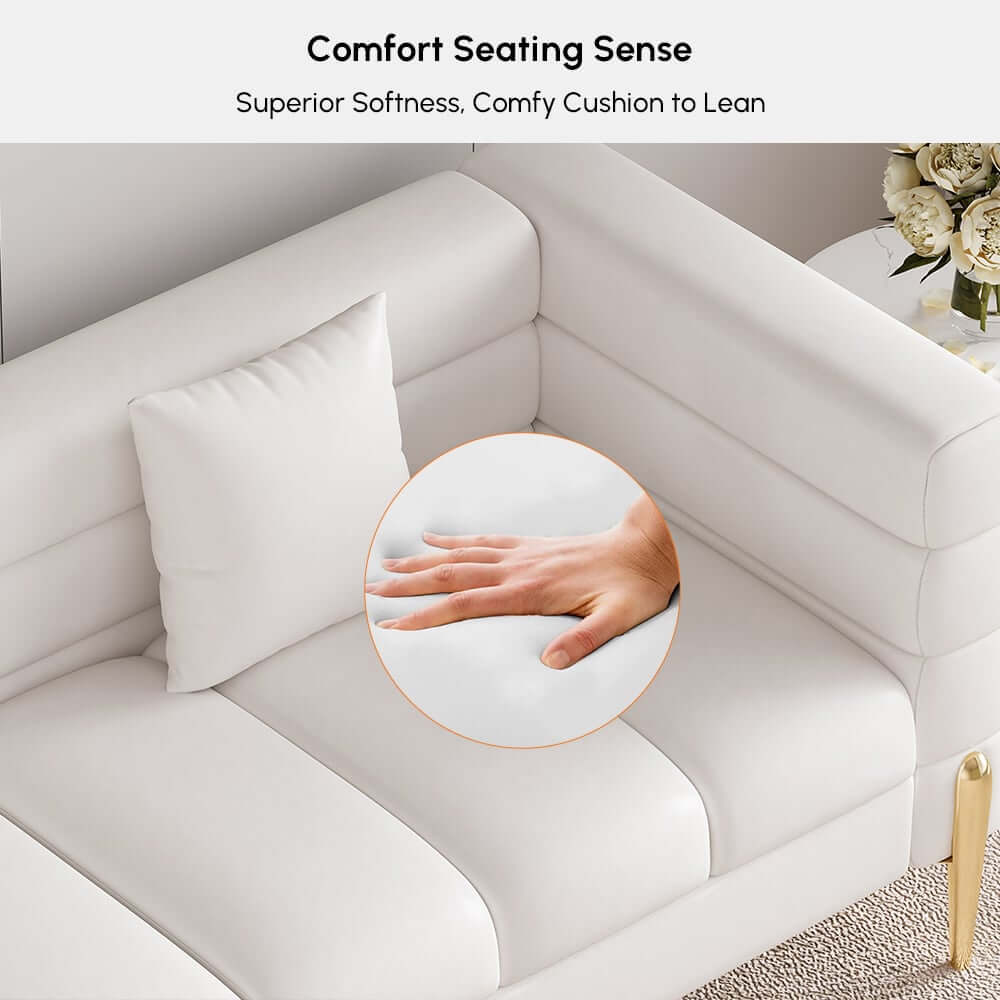 Modern Boucle Modular Sofa Set With Gold Metal Legs