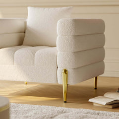 Modern Boucle Modular Sofa Set With Gold Metal Legs