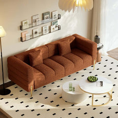 Modern Boucle Modular Sofa Set With Gold Metal Legs