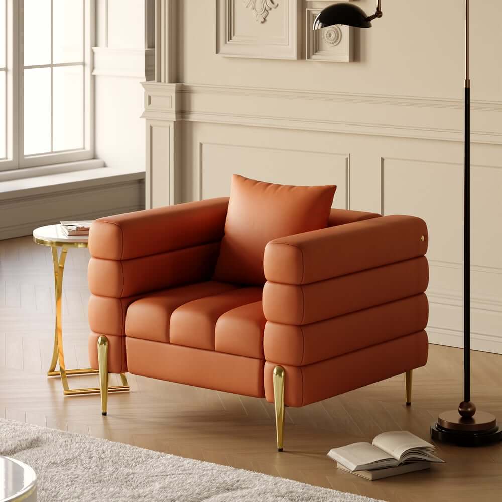 Modern Boucle Modular Sofa Set With Gold Metal Legs