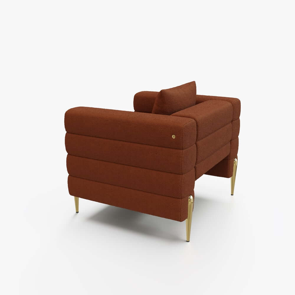 Modern Boucle Modular Sofa Set With Gold Metal Legs