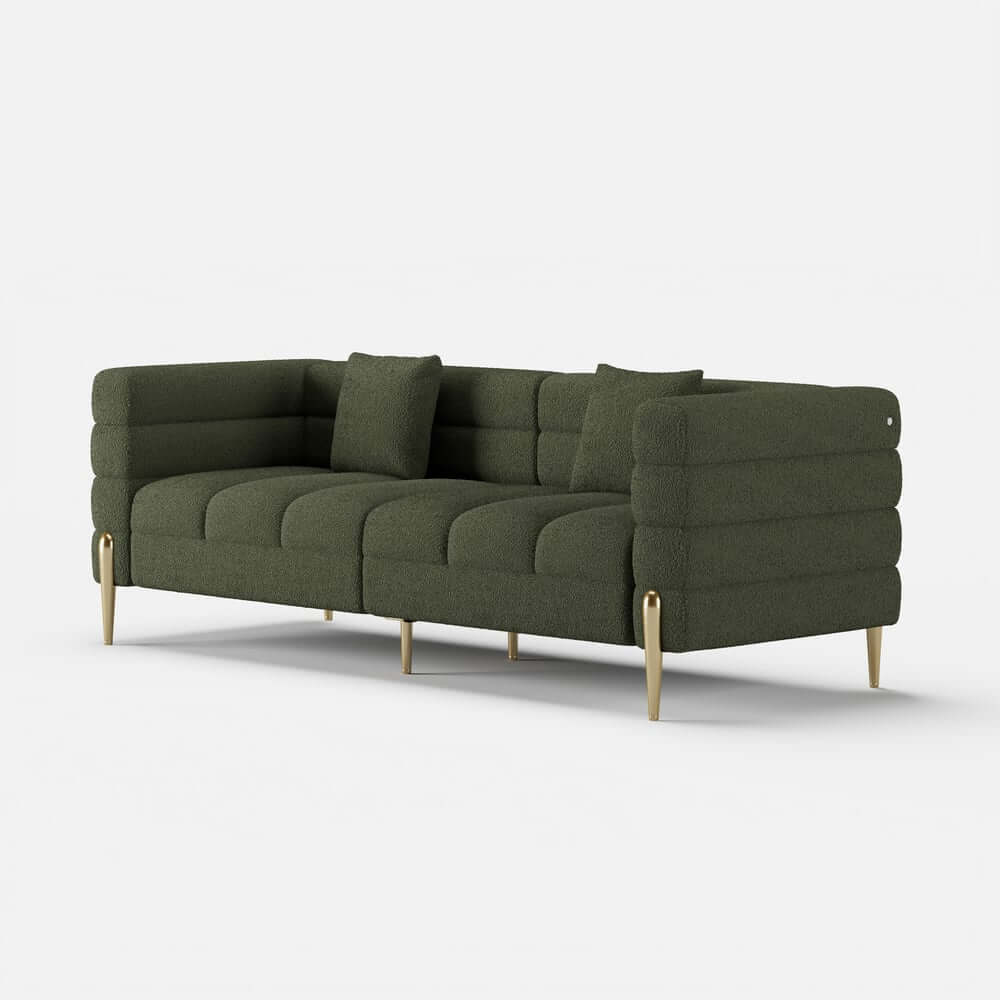 Modern Boucle Modular Sofa Set With Gold Metal Legs