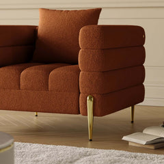 Modern Boucle Modular Sofa Set With Gold Metal Legs