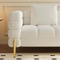 Modern Boucle Modular Sofa Set With Gold Metal Legs