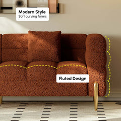 Modern Boucle Modular Sofa Set With Gold Metal Legs