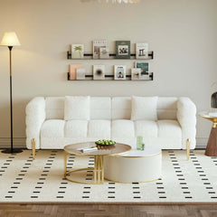 Modern Boucle Modular Sofa Set With Gold Metal Legs