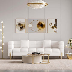 Modern Boucle Modular Sofa Set With Gold Metal Legs