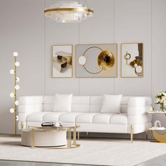 Modern Boucle Modular Sofa Set With Gold Metal Legs