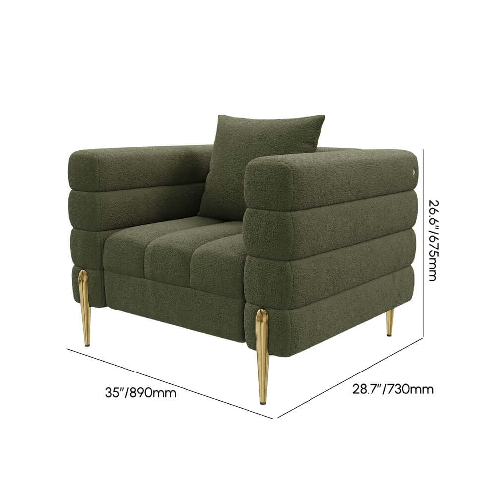 Modern Boucle Modular Sofa Set With Gold Metal Legs Dimensions