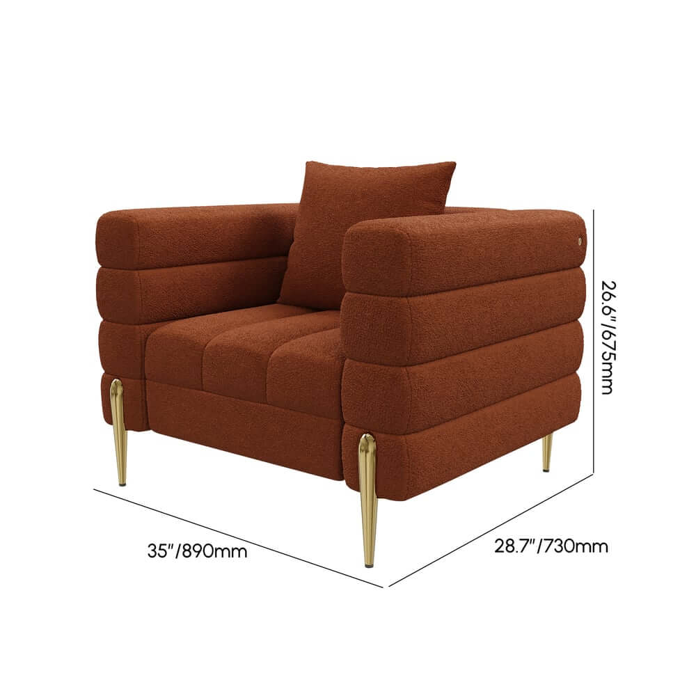Modern Boucle Modular Sofa Set With Gold Metal Legs Dimensions