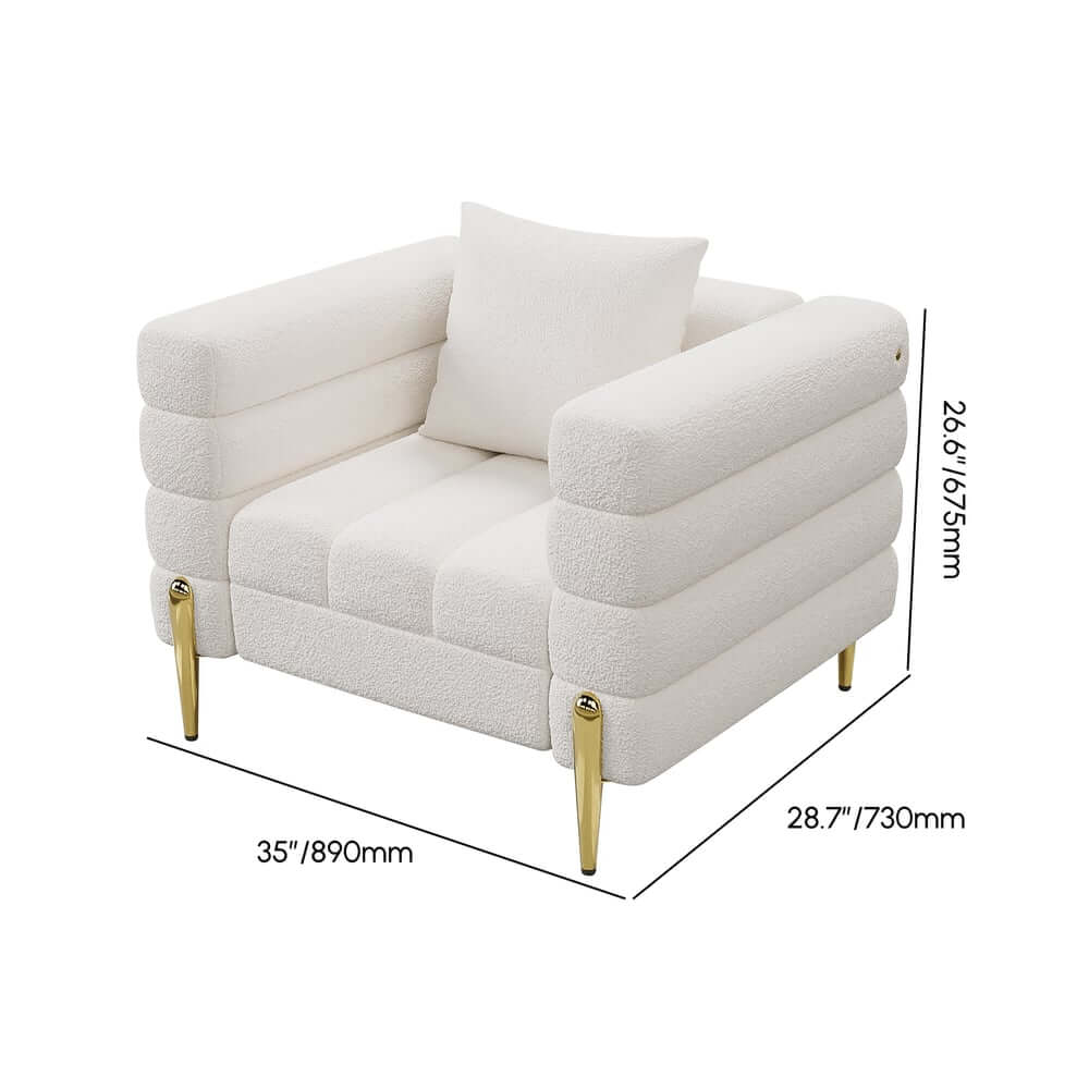 Modern Boucle Modular Sofa Set With Gold Metal Legs Dimensions