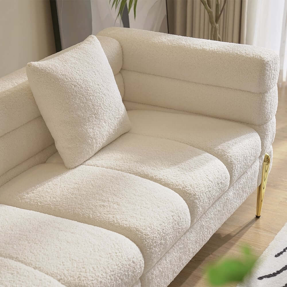 Modern Boucle Modular Sofa With Gold Legs