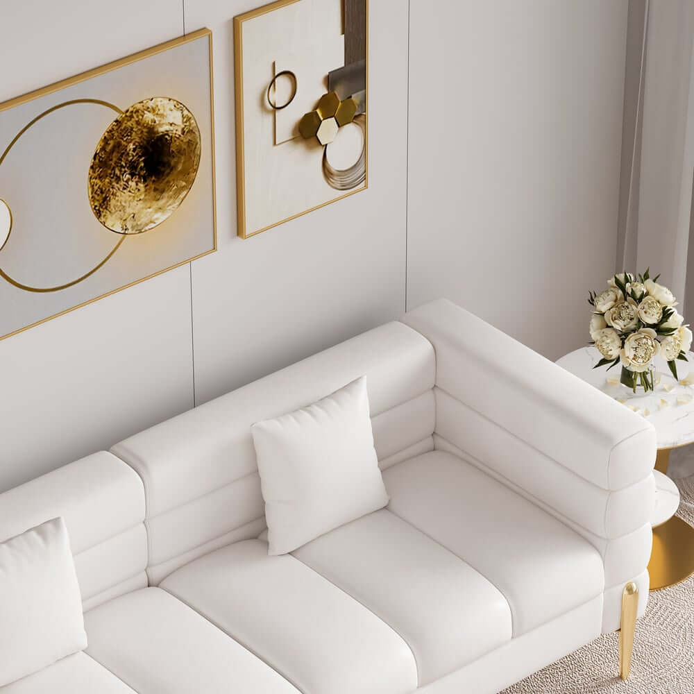 Modern Boucle Modular Sofa With Gold Legs