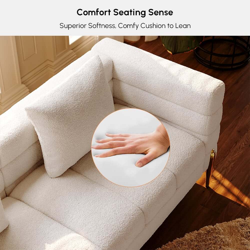 Modern Boucle Modular Sofa With Gold Legs