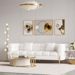 Modern Boucle Modular Sofa With Gold Legs