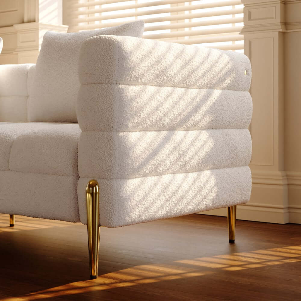 Modern Boucle Modular Sofa With Gold Legs