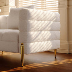 Modern Boucle Modular Sofa With Gold Legs