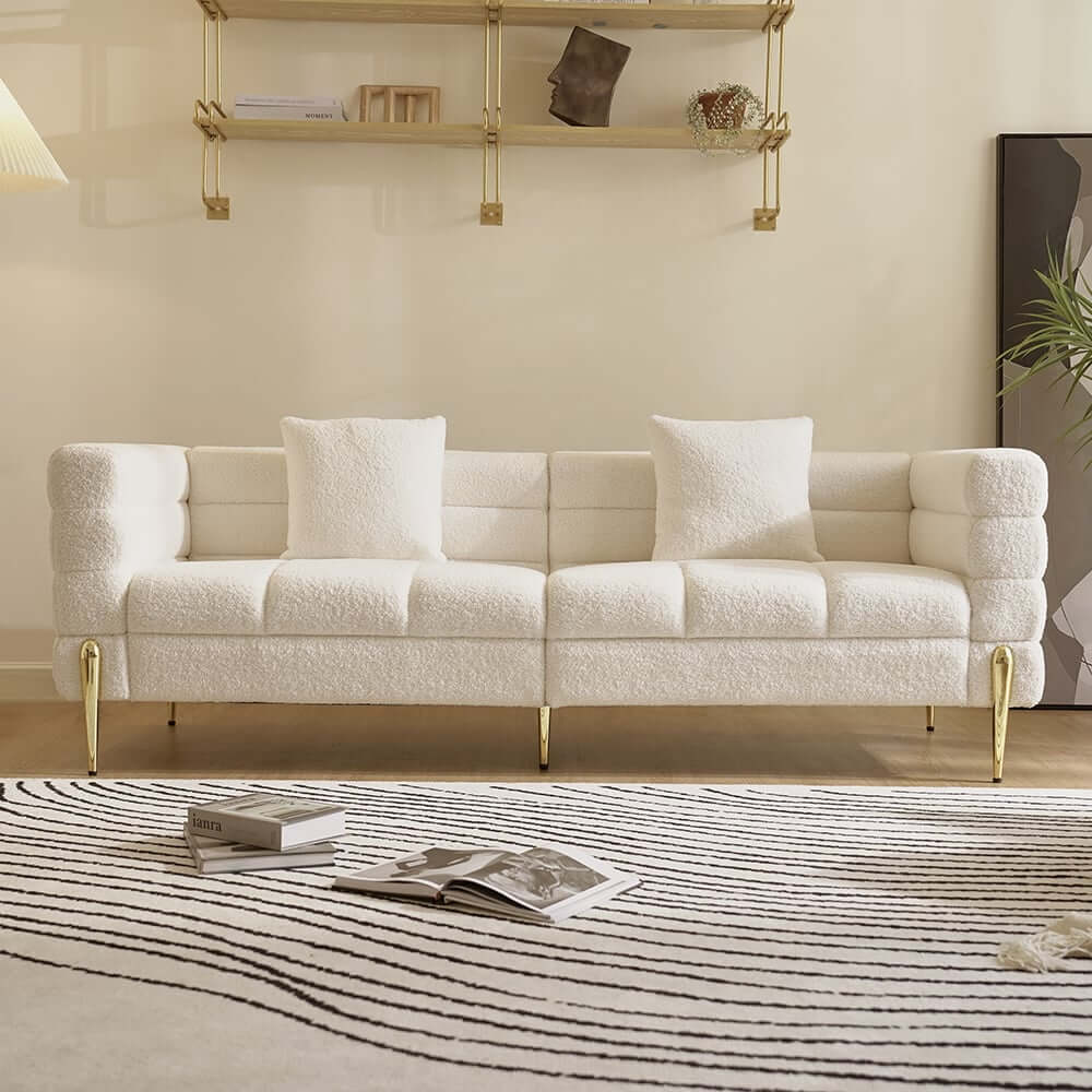 Modern Boucle Modular Sofa With Gold Legs