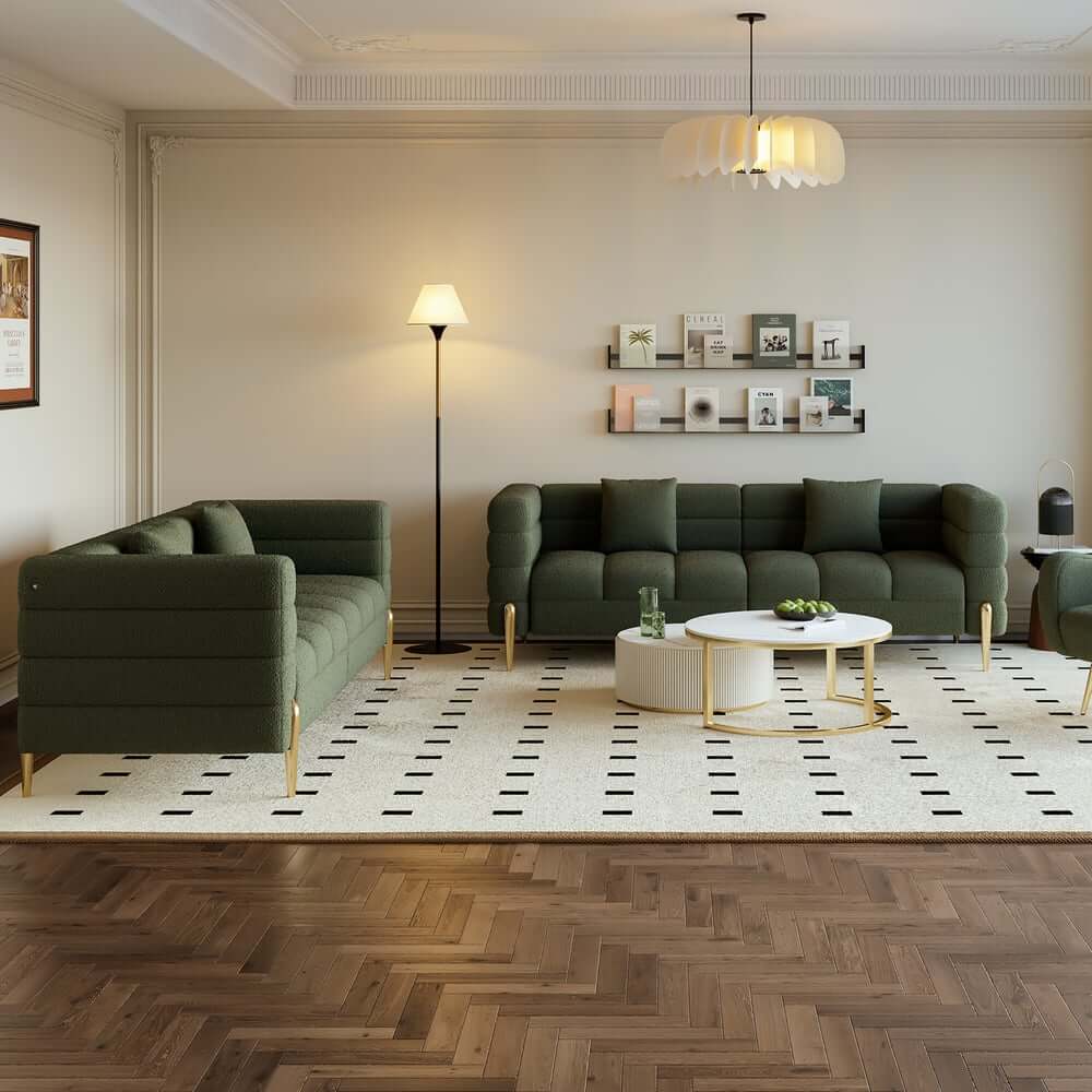 Modern Boucle Modular Sofa With Gold Legs