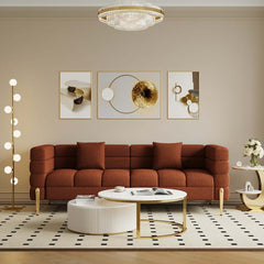 Modern Boucle Modular Sofa With Gold Legs